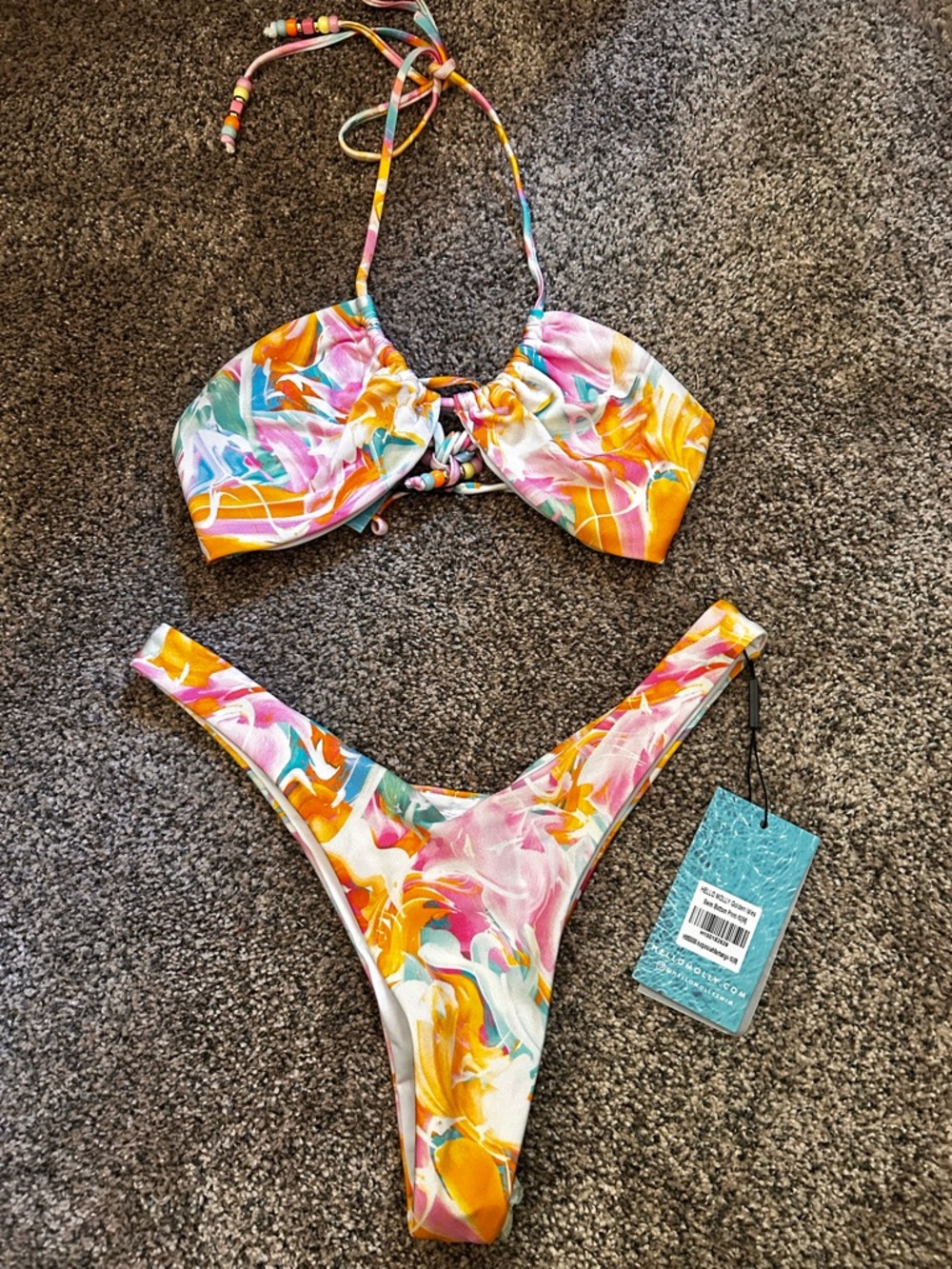 Hello Molly Crisscross Bikini Set Tropical print - Picture 5 of 11